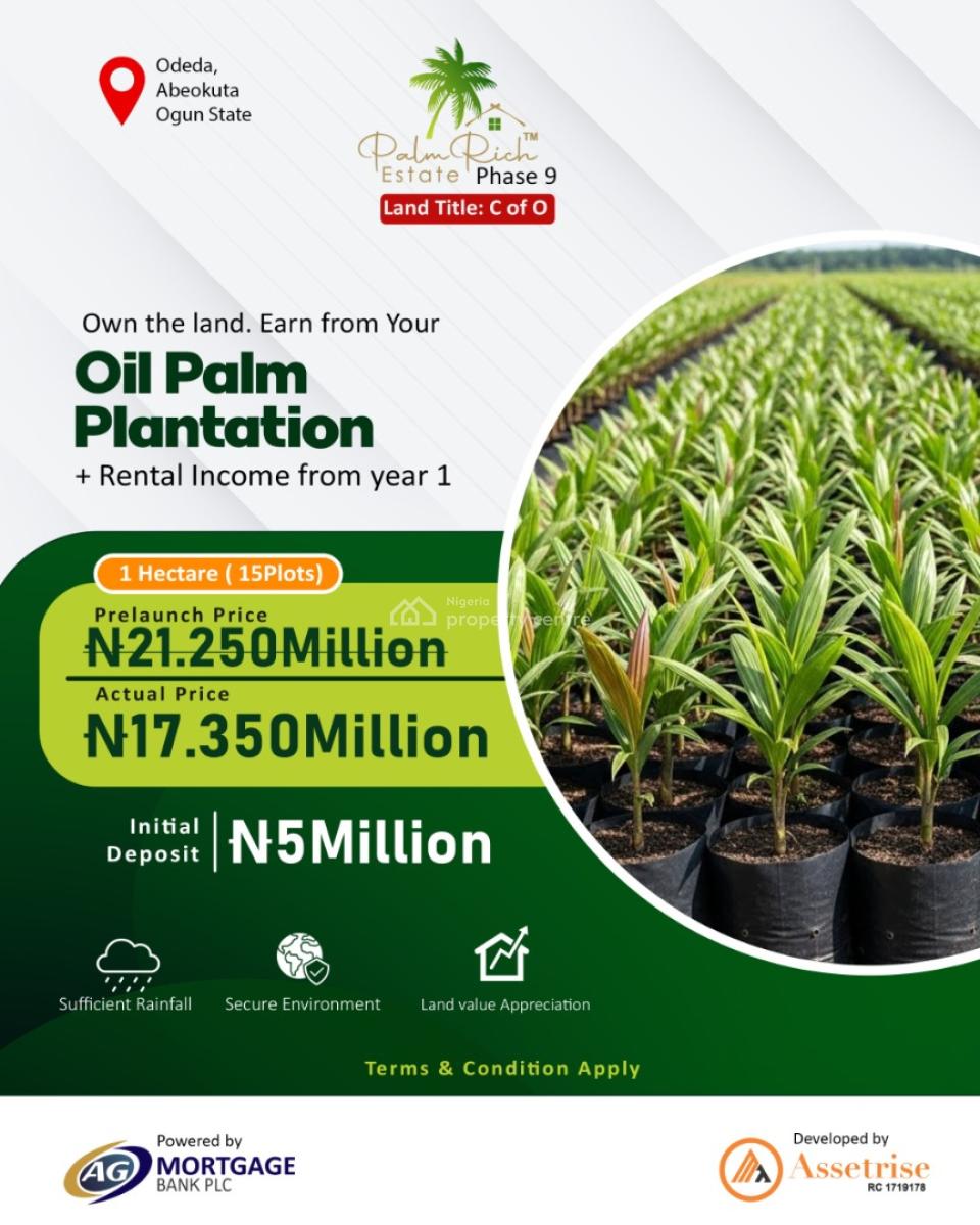 Luxury Oil Palm Investment Estate with  C of O, Odeda, Abeokuta South, Ogun, Mixed-use Land for Sale