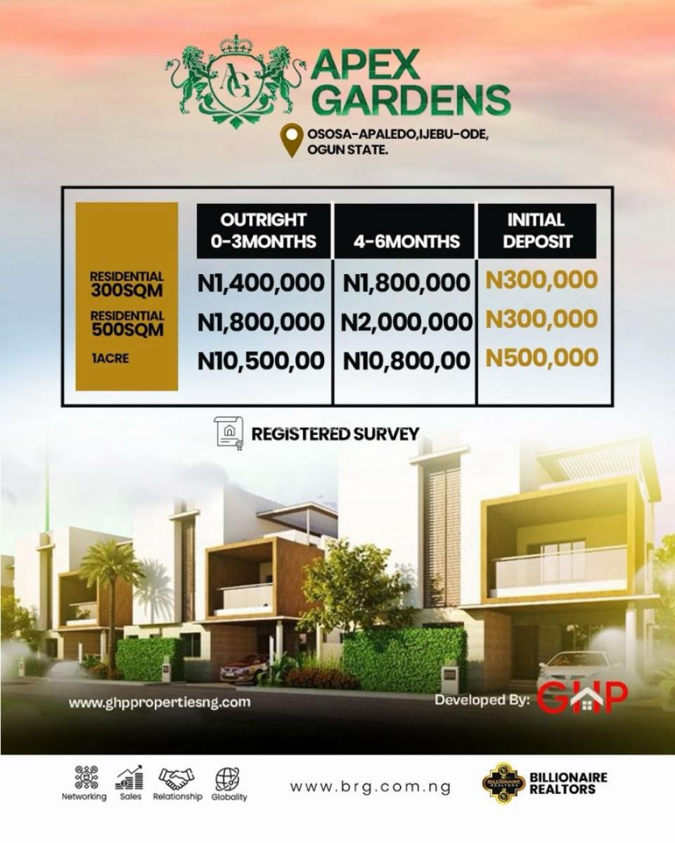 Strategic Land Investment Near Upcoming Infrastructure, Apex Gardens, Apa-aledo Ososa Ljebu-ode/ Ikorodu Road Expressway, Ikorodu, Lagos, Residential Land for Sale