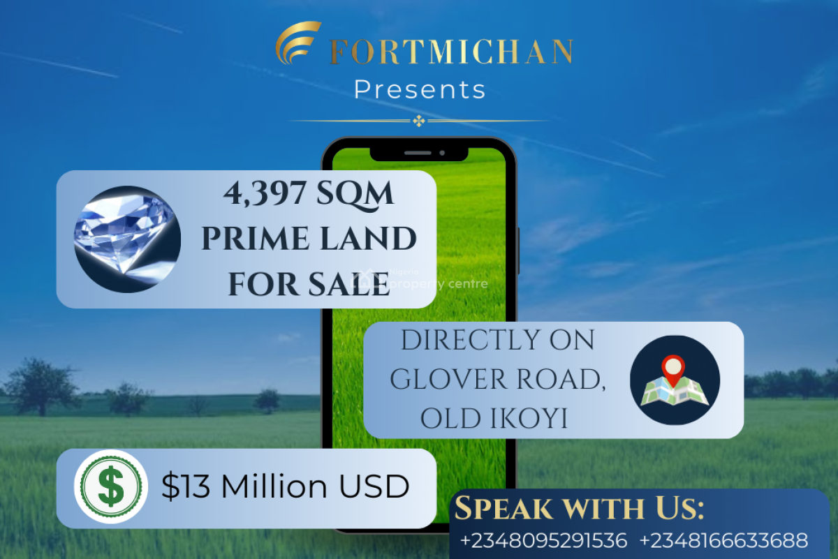 4,397 Sqm Prime Land, Directly on Glover Road, Ikoyi, Lagos, Land for Sale