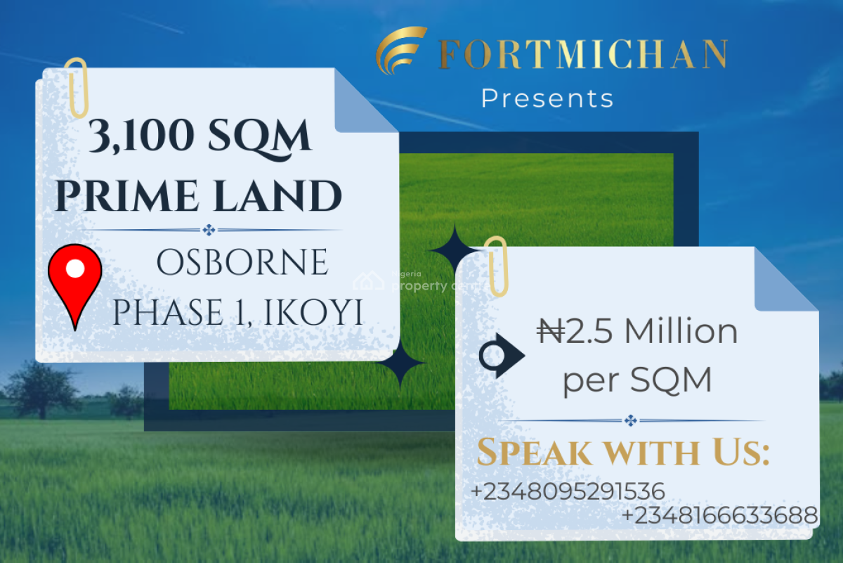 3,100 Sqm Prime Waterfront Land, Phase 1, Osborne, Ikoyi, Lagos, Land for Sale