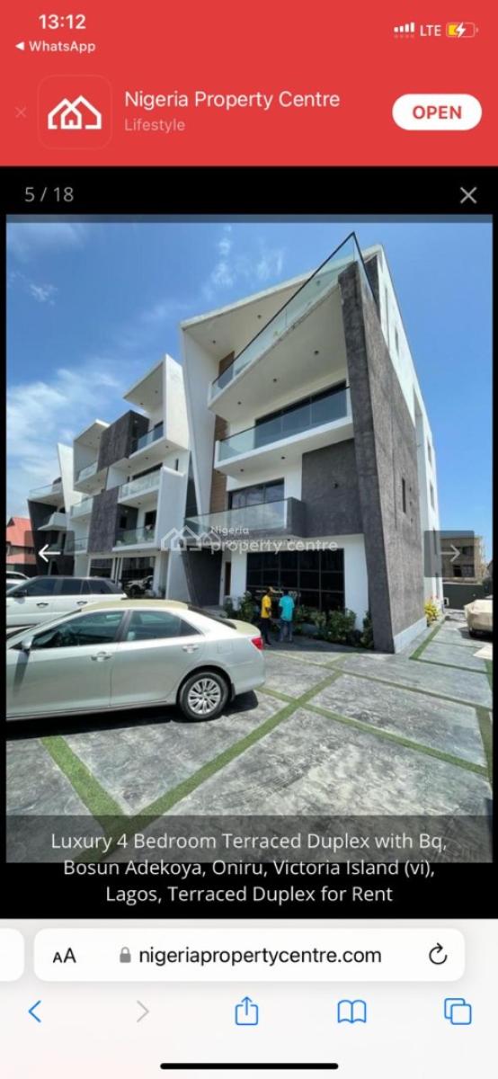 Luxurious 4 Bedroom Maisonette with Bq, Oniru, Victoria Island (vi), Lagos, House for Rent