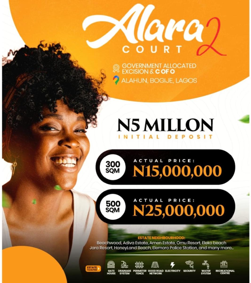 Ramadan/easter Mega Promo 500 Square Meters Land, Alara Court 2 Estate, Bogije, Ibeju Lekki, Lagos, Residential Land for Sale