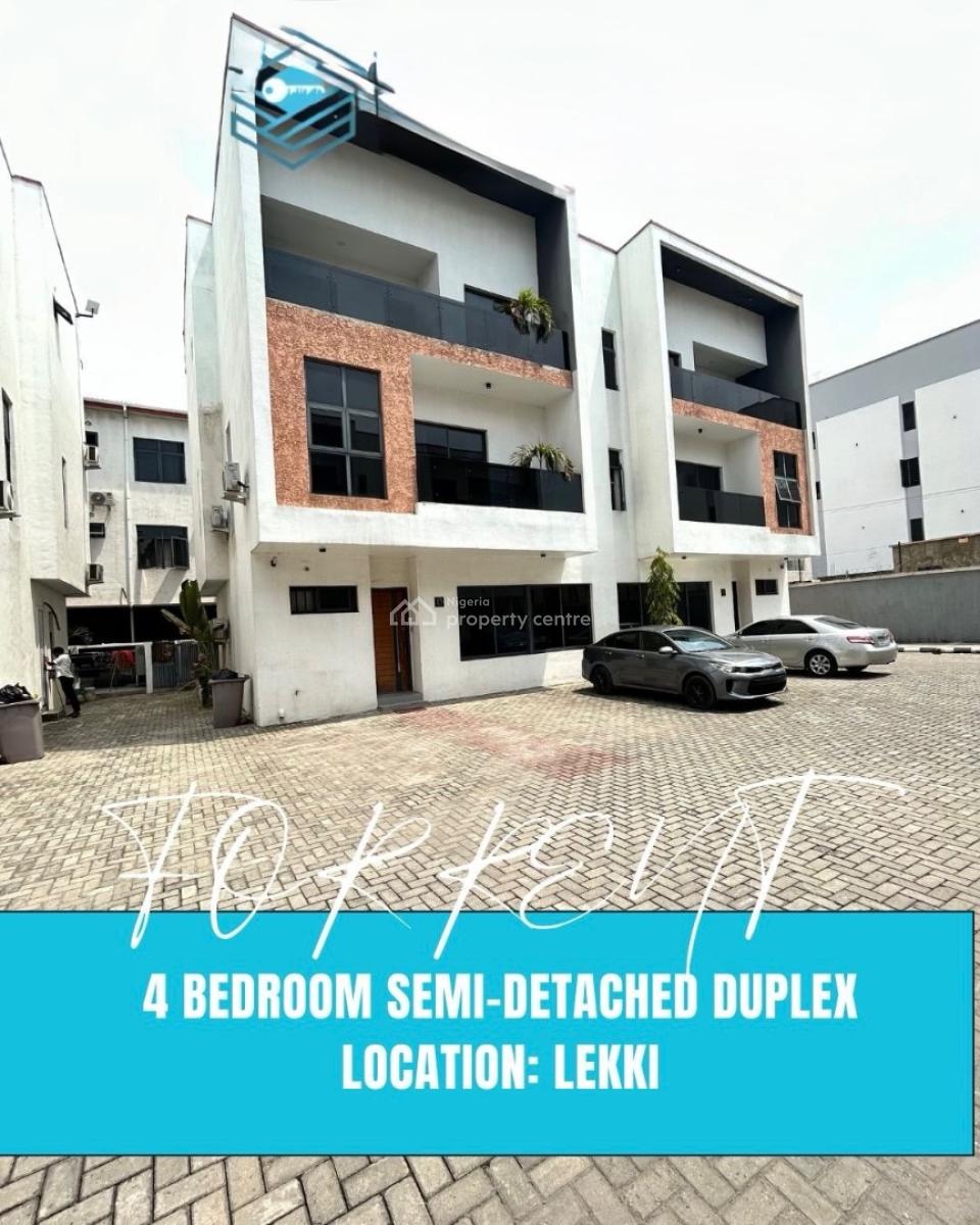 4 Bedroom Semi Detached Duplex with Bq Pool Gym and Playground, 4 Bedroom Duplex in a Fully Secured Estate with Excellent Amenities, Lekki Phase 1, Lekki, Lagos, Semi-detached Duplex for Rent