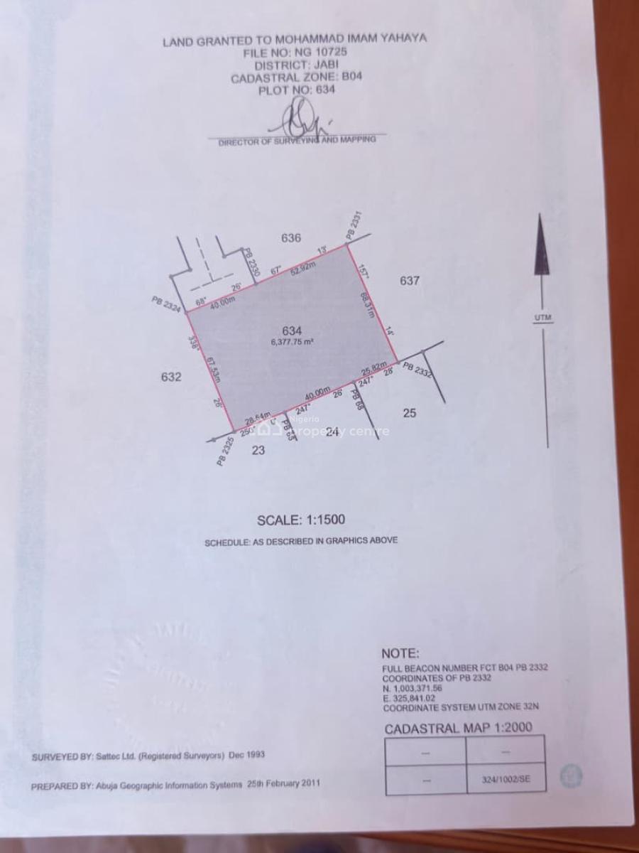 6,377sqm Commercial Plot, in a Strategic Location, Jabi, Abuja, Commercial Land for Sale