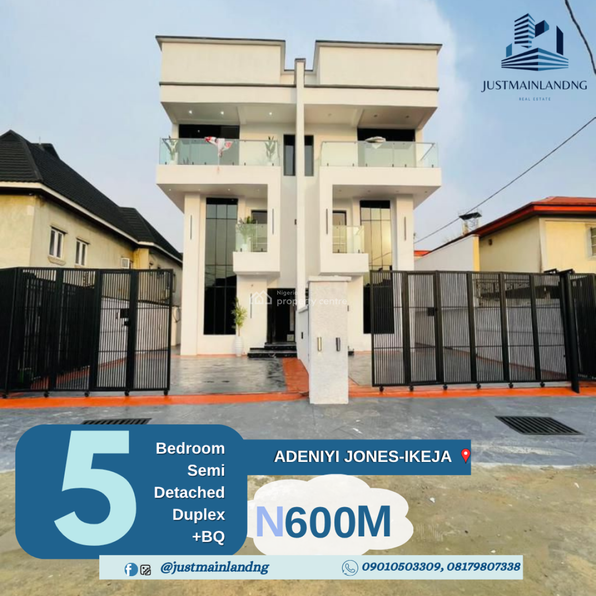 Newly Built 5-bedroom Semi-detached Duplex with Bq, Adeniyi Jones, Ikeja, Lagos, Ikeja, Lagos, Semi-detached Duplex for Sale