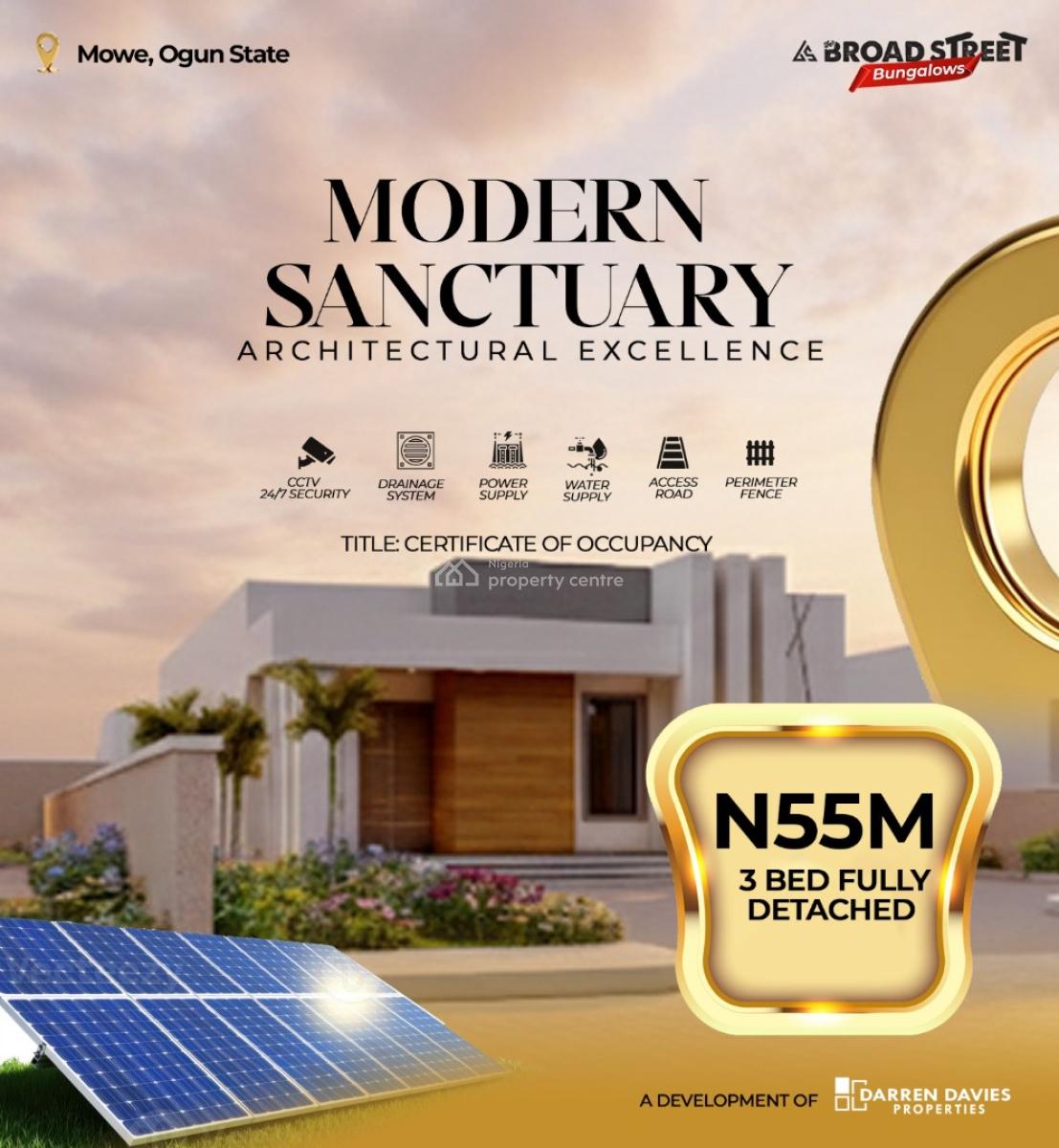 3-bedroom Fully Detached Bungalow, Mowe Town, Ogun, Detached Bungalow for Sale