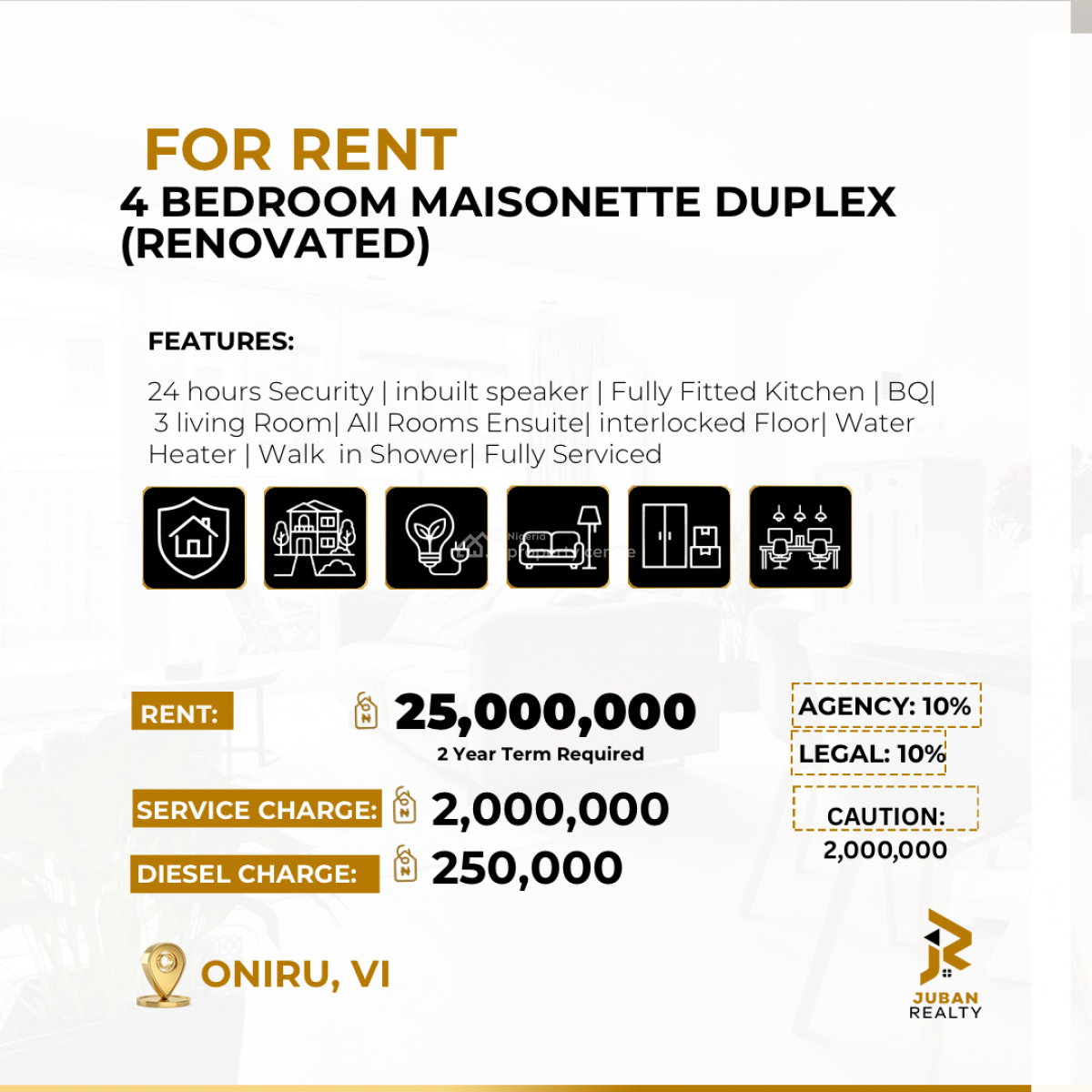 4 Bedroom Maisonette Duplex (renovated), Oniru, Vi, Oniru, Victoria Island (vi), Lagos, House for Rent