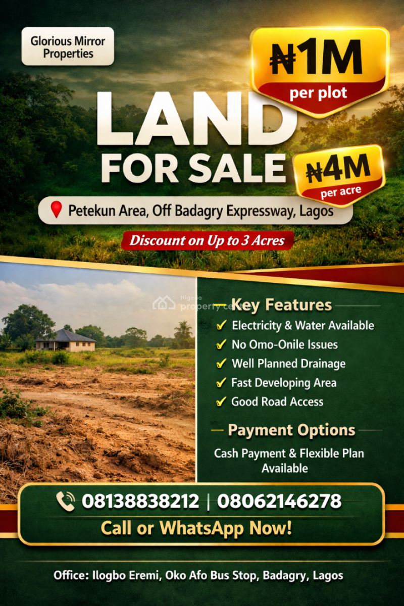 Mix Use Virgin Land, Petekun, Off Ilogbo Eremi Road, Ilogbo Eremi, Badagry, Lagos, Mixed-use Land for Sale