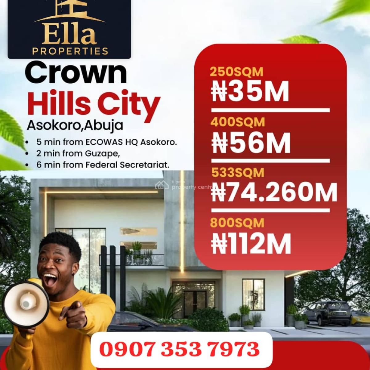 800sqm Land a Buy and Build Estate in Secure Environment,deposit 50%, Crown Hills City Estate, Asokoro District, Abuja, Land for Sale