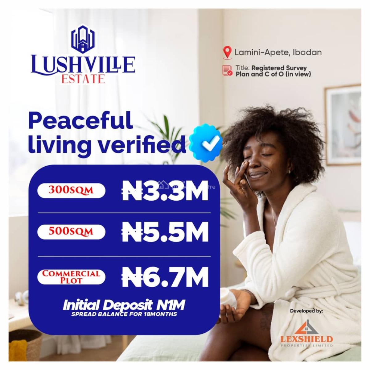 100% Dry Land in a Gated Estate, Lushville Estate, Lamini-apete, Ibadan, Oyo, Mixed-use Land for Sale