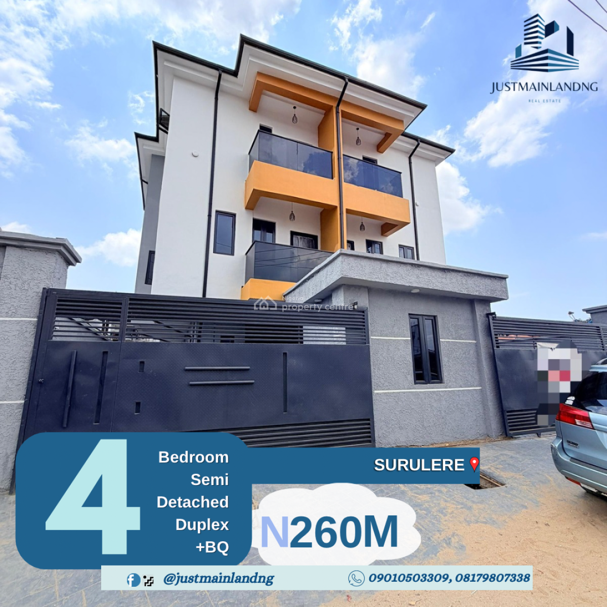 Newly Built 4-bedroom Semi-detached Duplex with Bq, Surulere, Lagos, Surulere, Lagos, Semi-detached Duplex for Sale