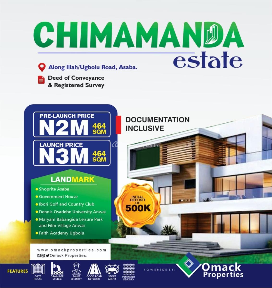 Land with Cofo Very Close to Government House on Prelaunch, Asaba, Delta, Land for Sale