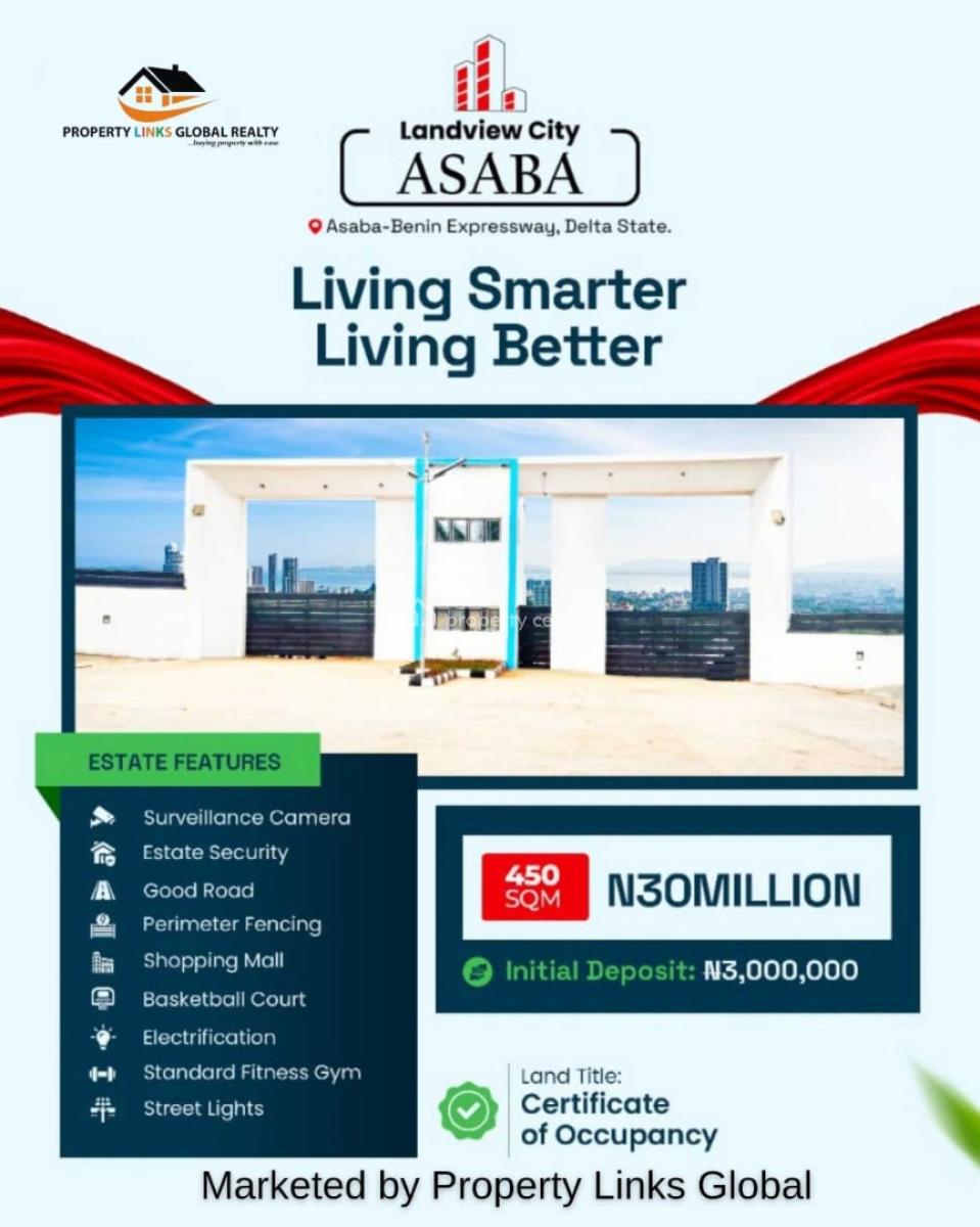 C of O Land with 24/7 Electricity and Security, Facing Express Just 10 Minutes Drive From Asaba International Airport, Asaba, Delta, Mixed-use Land for Sale