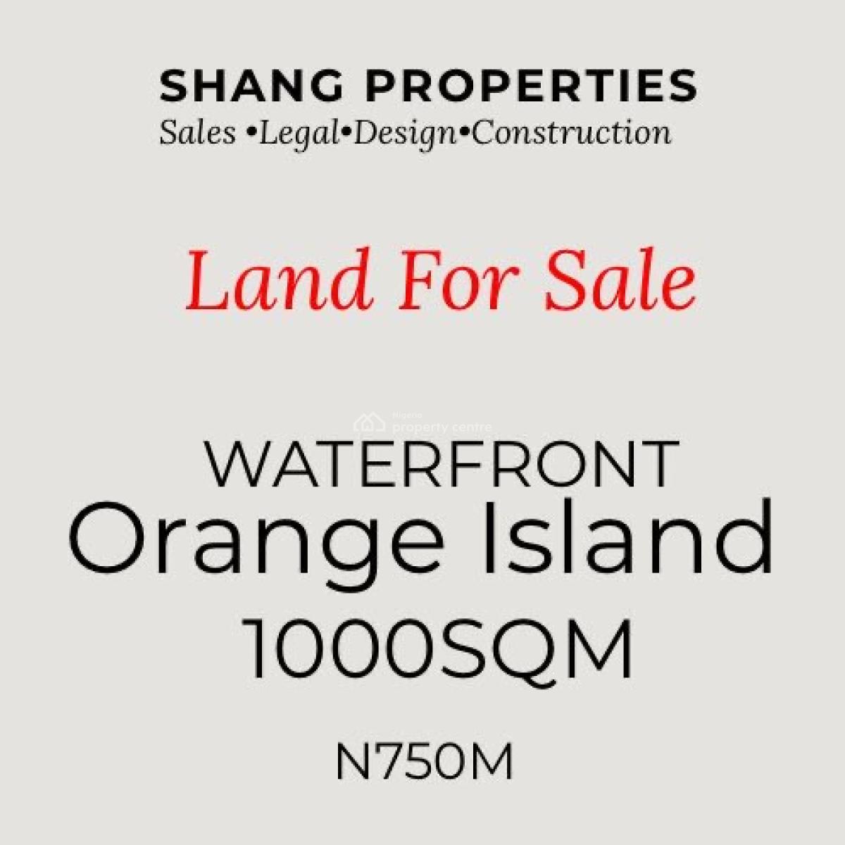1000 Sqm Land at Waterfront Orange Island, Lekki Phase 2, Lekki, Lagos, Land for Sale