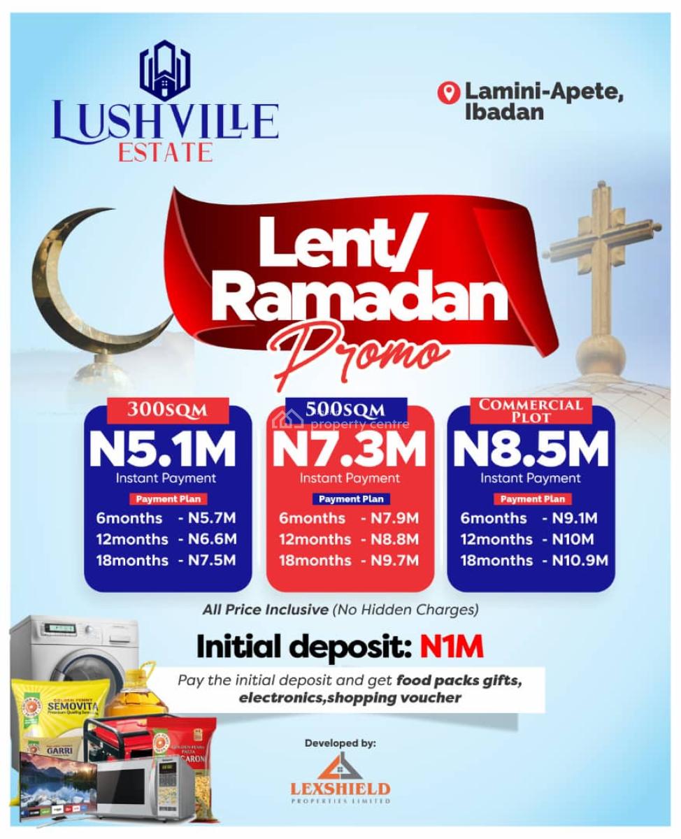 Affordable and Verified Plots, Lushville Estate, Lamini Apete, Ibadan, Oyo, Residential Land for Sale