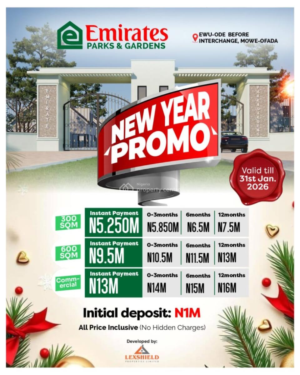 Land with C of O and Other Veriefied Documents, Emirate Parks and Gardens, Ewu-ode, Mowe Ofada, Ogun, Residential Land for Sale