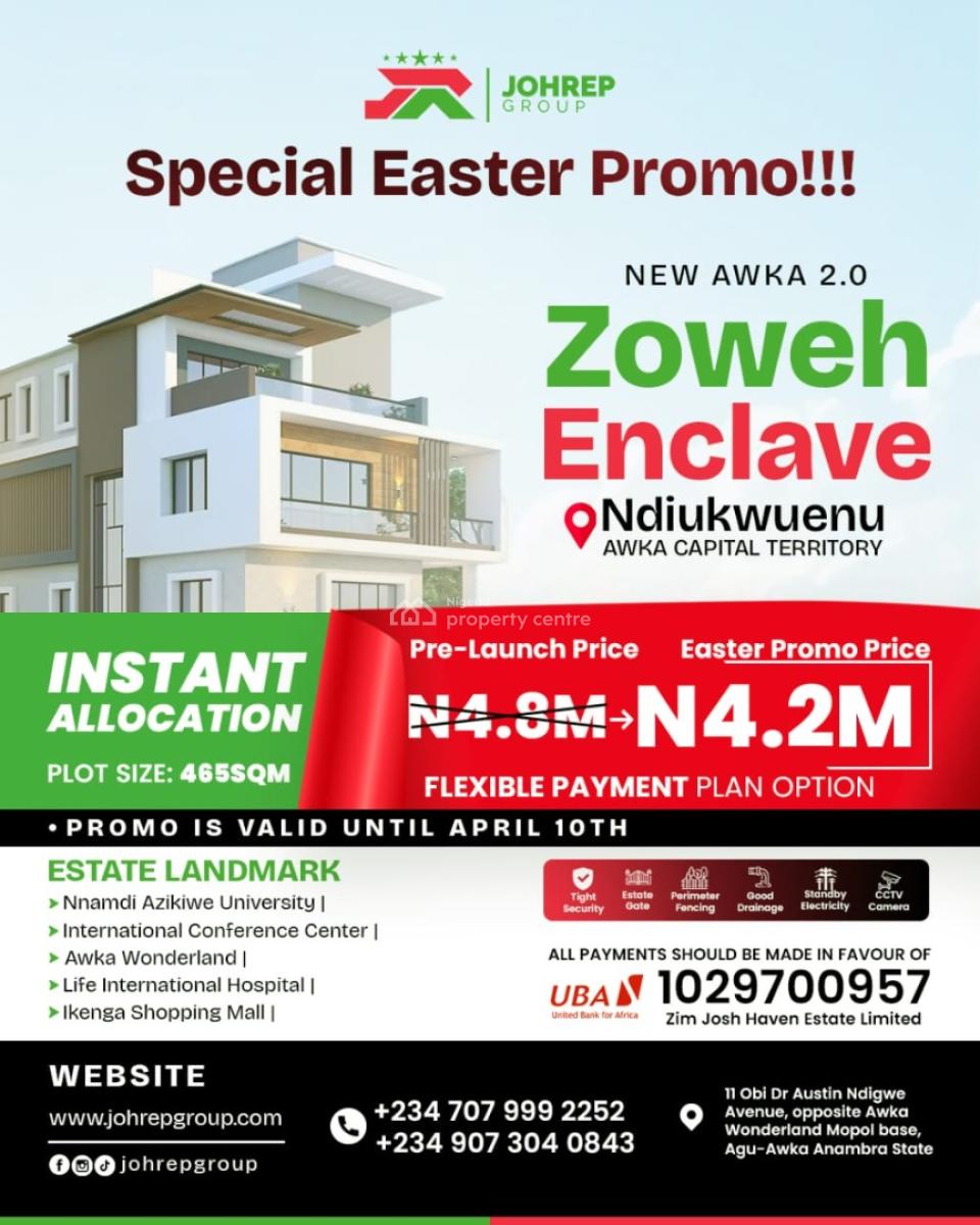 Genuine Estate Plots, Zoweh Enclave Ndiukwuenu Awka 2.0, Awka, Anambra, Residential Land for Sale