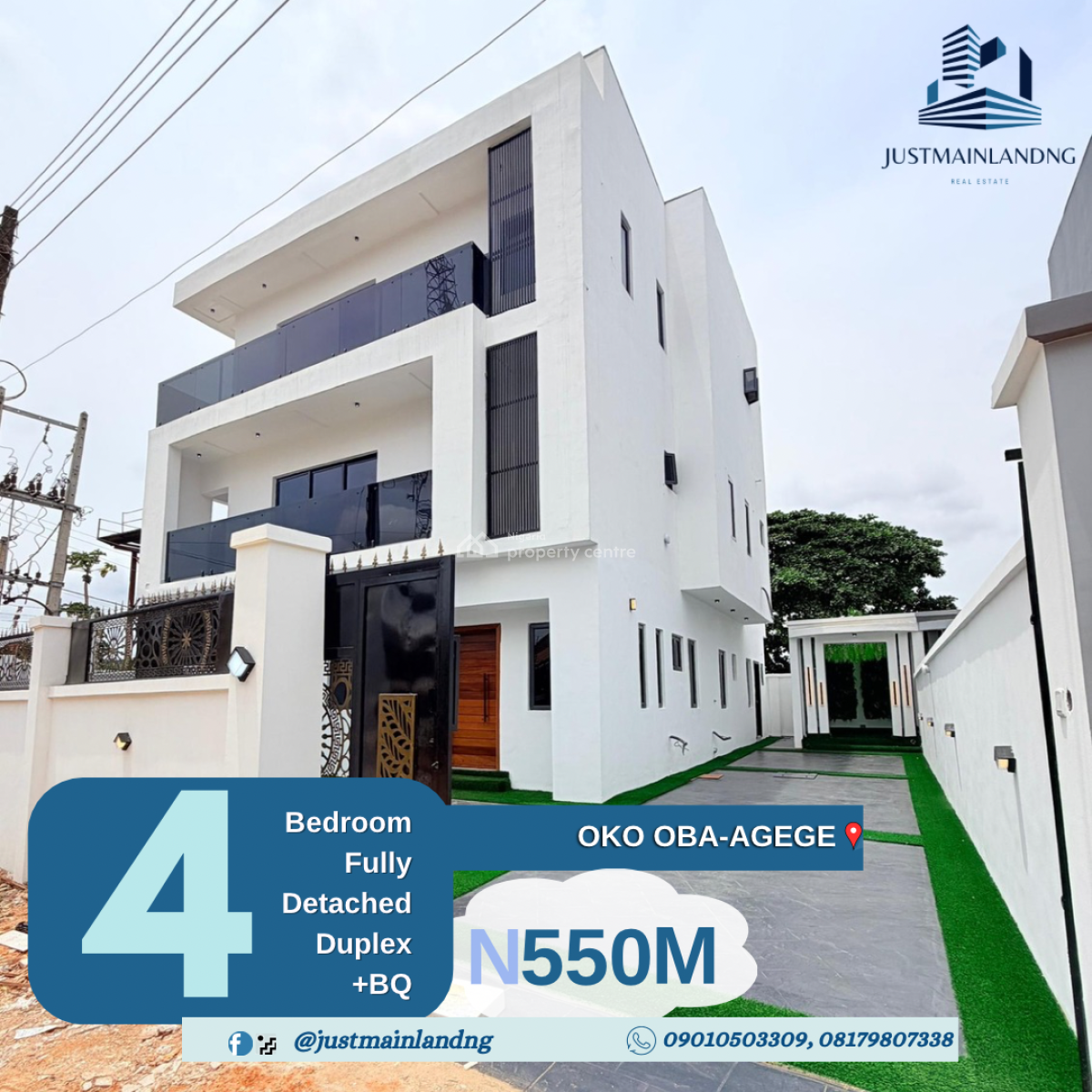 Newly Built 4-bedroom Fully Detached Duplex with Bq, Oko-oba Gra Scheme, Lagos, Agege, Lagos, Detached Duplex for Sale