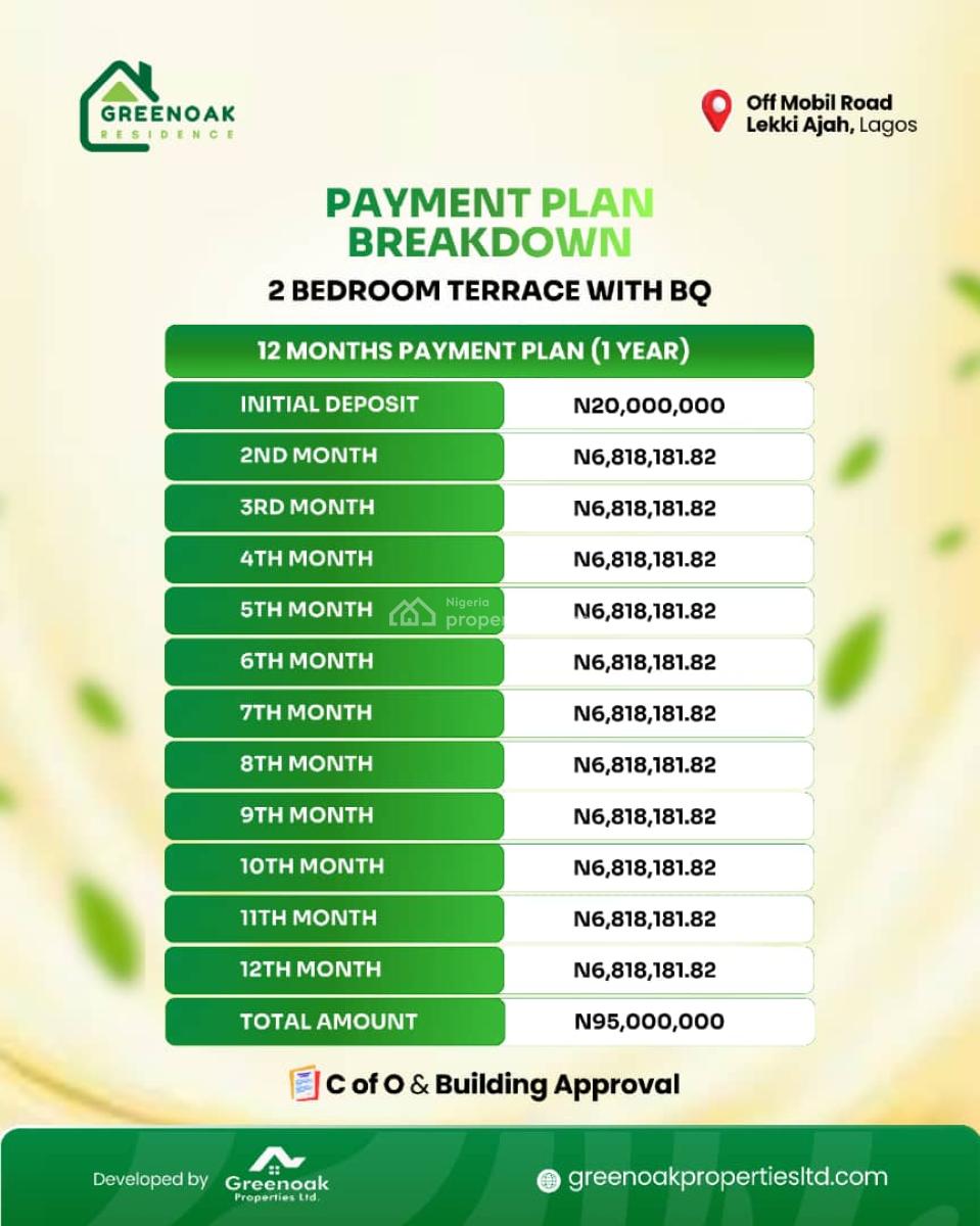 Luxury 2 Bedroom Terrace Duplex with Bq, Off Mobile Road, Ajah, Lagos, Terraced Duplex for Sale