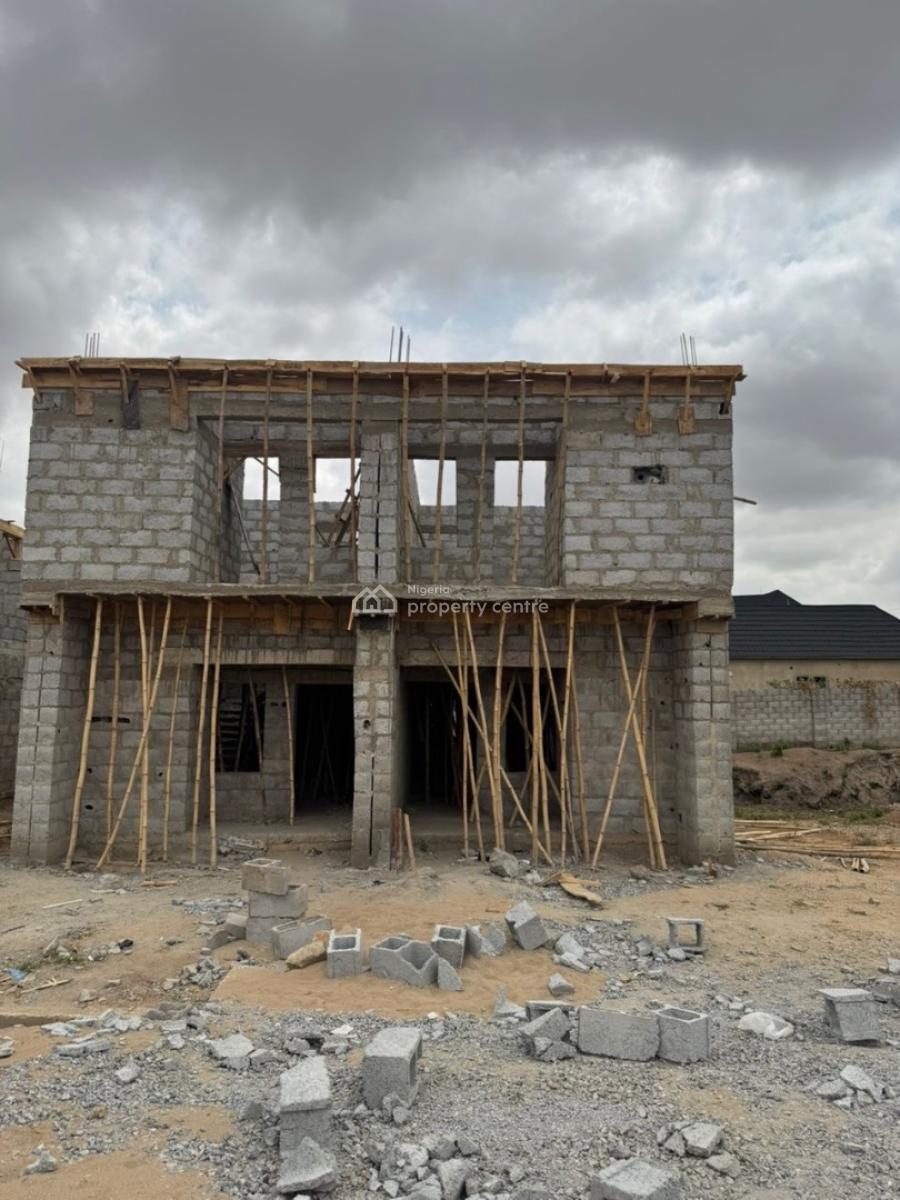Carcass: Sharp 3 Bedroom Semi Detached Duplex, Lugbe District, Abuja, Semi-detached Duplex for Sale