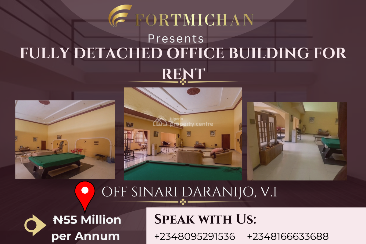 Fully Detached Office Building, Off Sinari Daranijo, Victoria Island (vi), Lagos, Office Space for Rent