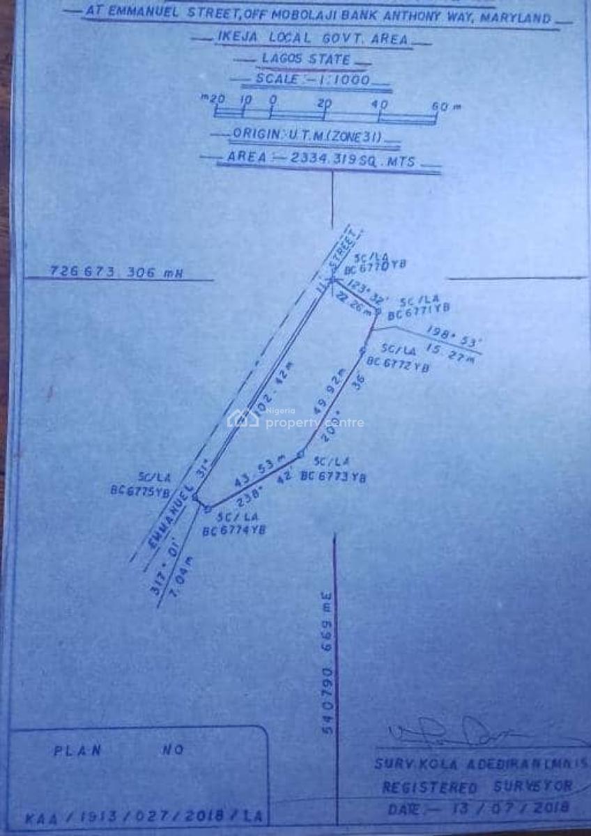a Massive 2334sqm Gated Land, Emmanuel Street Off Mobolaji Bank Anthony Way Ikeja, Lagos, Onigbonbo, Ikeja, Lagos, Mixed-use Land for Sale