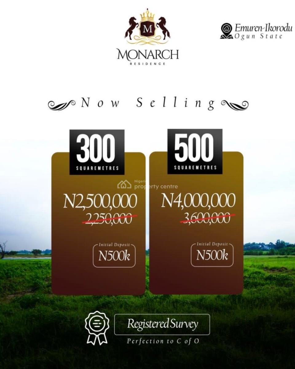 100% Dry Land with Instant Allocation, Monarch Residence 20min Ikorodu Carage and Ferry Terminal Emuren, Ikorodu, Lagos, Mixed-use Land for Sale