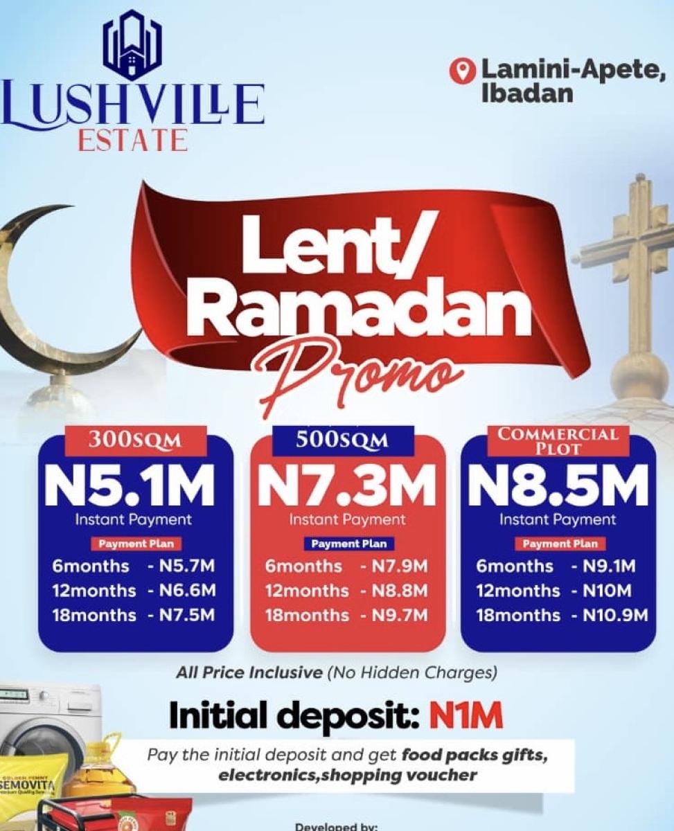 Affordable and Verified Dry Land in Lamini Apata Ibadan, Lushville Located 45mins Drive From Ibadan University and Polytechnic, Ibadan, Oyo, Mixed-use Land for Sale