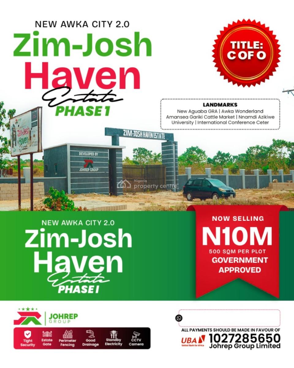 Buy Genuine Land in Awka 2.0 -- Zim-josh Haven Estate (c of O), Ndiukwuenu Awka 2.0, Awka, Anambra, Residential Land for Sale