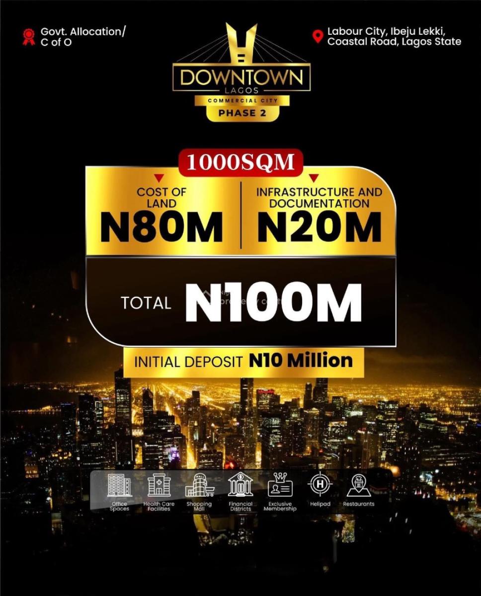Strategic Commercial Land Facing The Coastal Road, Downtown Lagos Commercial Phase 2, Ibeju Lekki, Lagos, Commercial Land for Sale