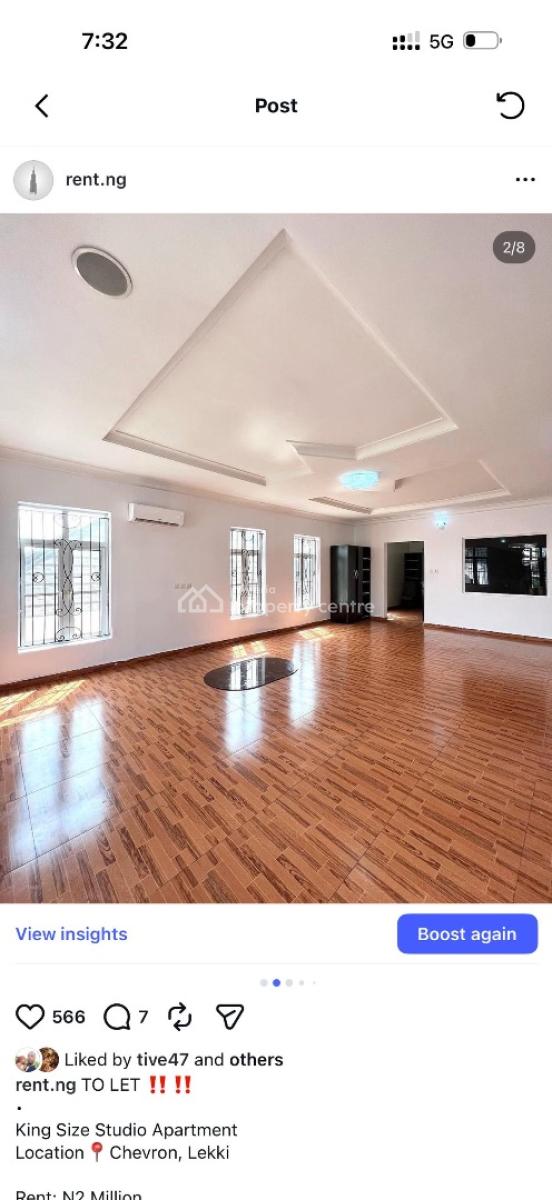 Very Spacious Studio Apartment can Be Turned Into a Miniflat, Chevron, Lekki, Lagos, Self Contain (single Rooms) for Rent