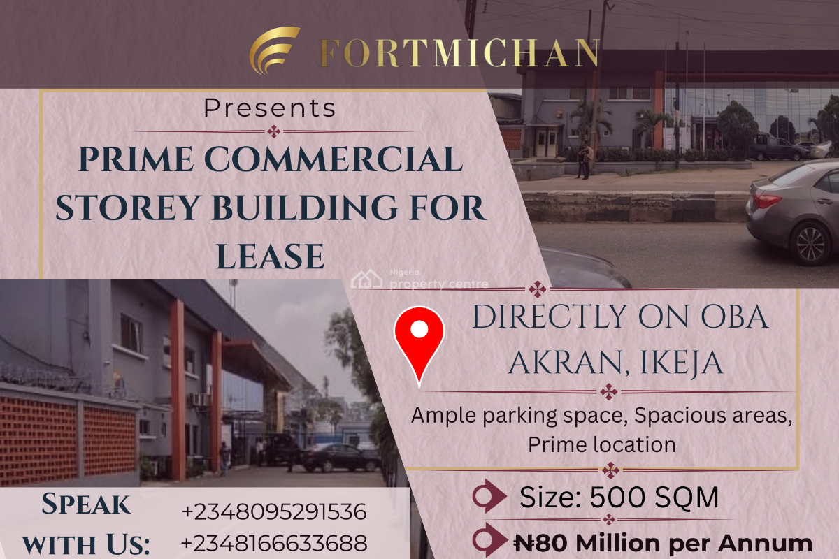 Prime Commercial Storey Building, Directly on Oba Akran, Ikeja, Lagos, Commercial Property for Rent