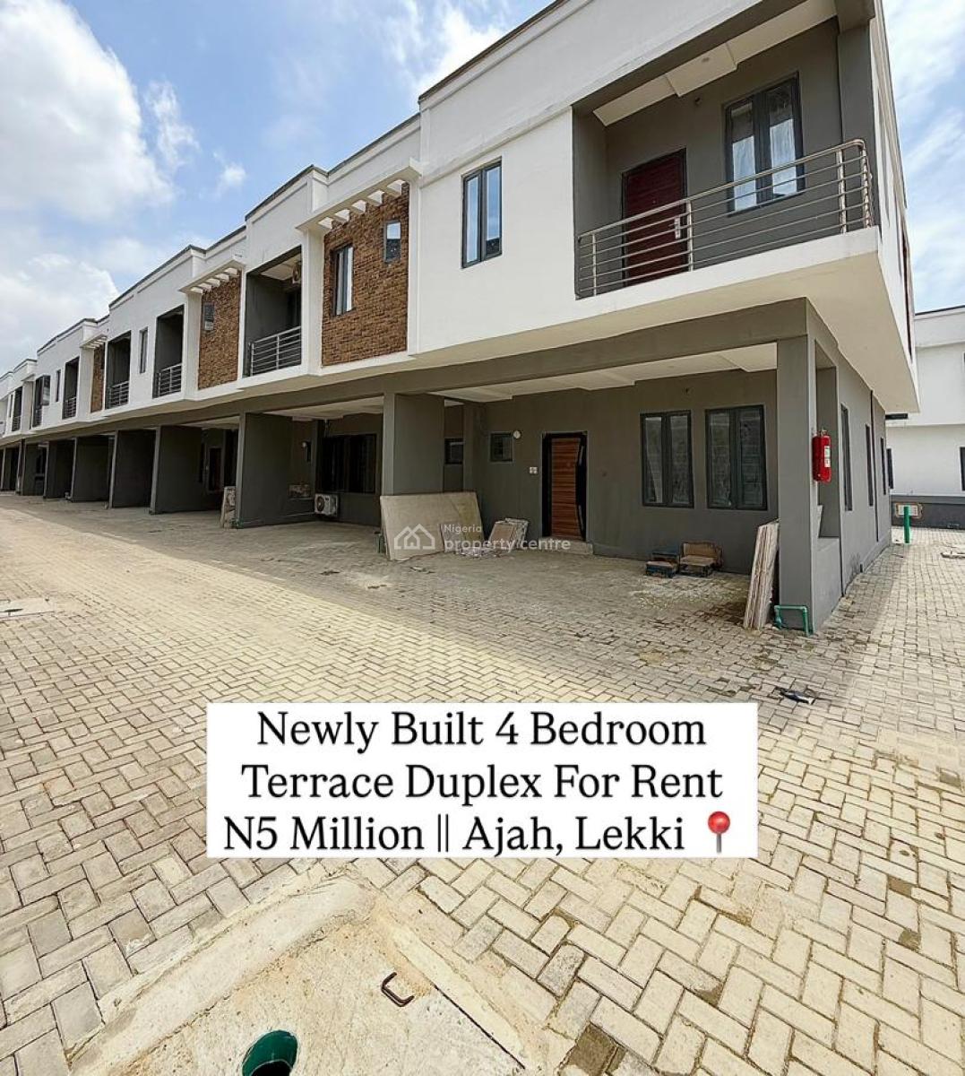 4 Bedroom Terrace Duplex, Ajah, Lekki ( General Paint Axis & Secured Estate, Ajah, Lagos, Terraced Duplex for Rent