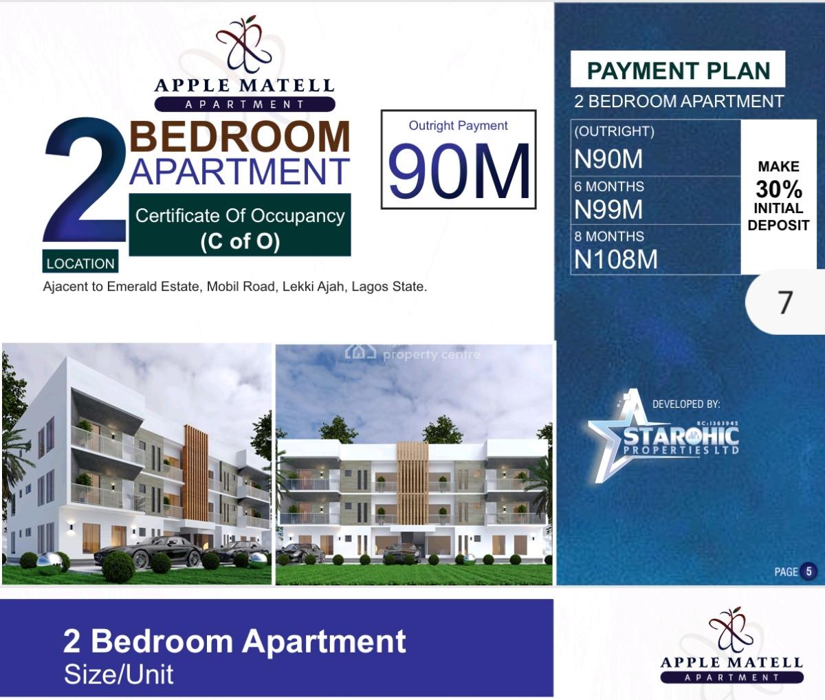 Luxury 2 Bedroom Flats with Classic Features, Apple Matttel Luxury Apartments, Near Emerald  Estate  Mobil Road, Ajah, Lagos, Block of Flats for Sale