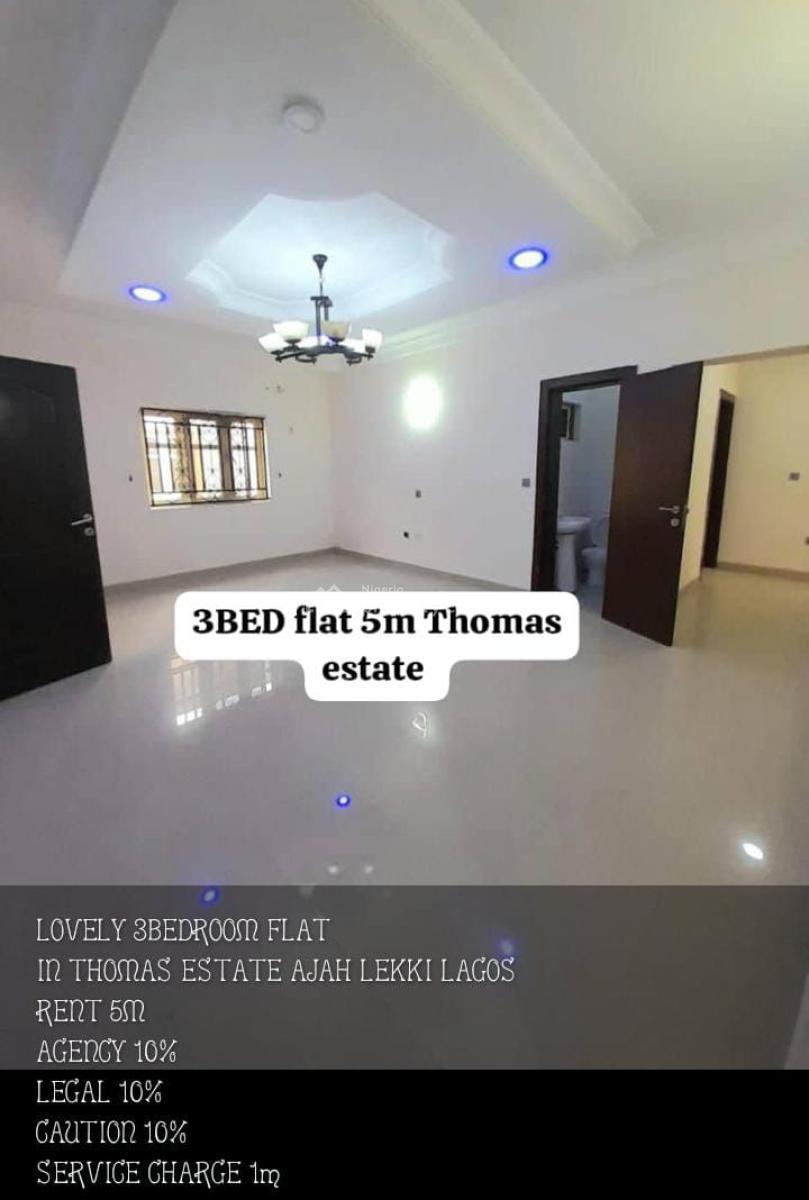 Lovely 3 Bedrooms Flat, Thomas Estate, Sangotedo, Ajah, Lagos, Flat / Apartment for Rent