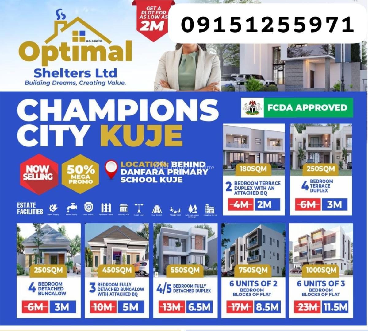 Estate Lands in Square Meters, Champion City Estate, Kuje, Abuja, Residential Land for Sale