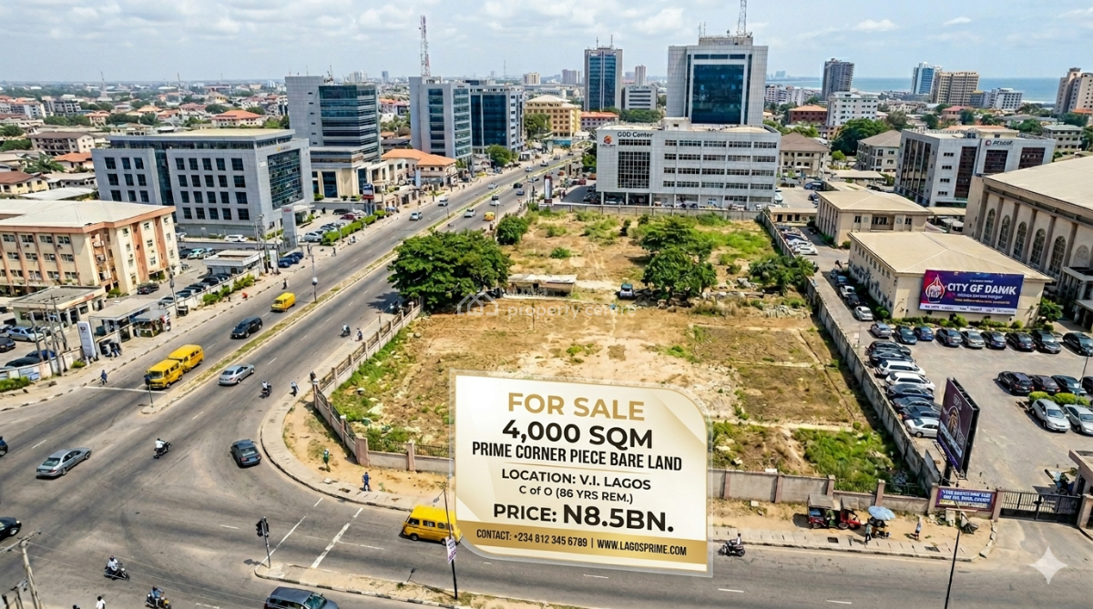 4,000m² Corner Bareland, Kofo Abayomi/musa Yaradua, Victoria Island (vi), Lagos, Mixed-use Land for Sale
