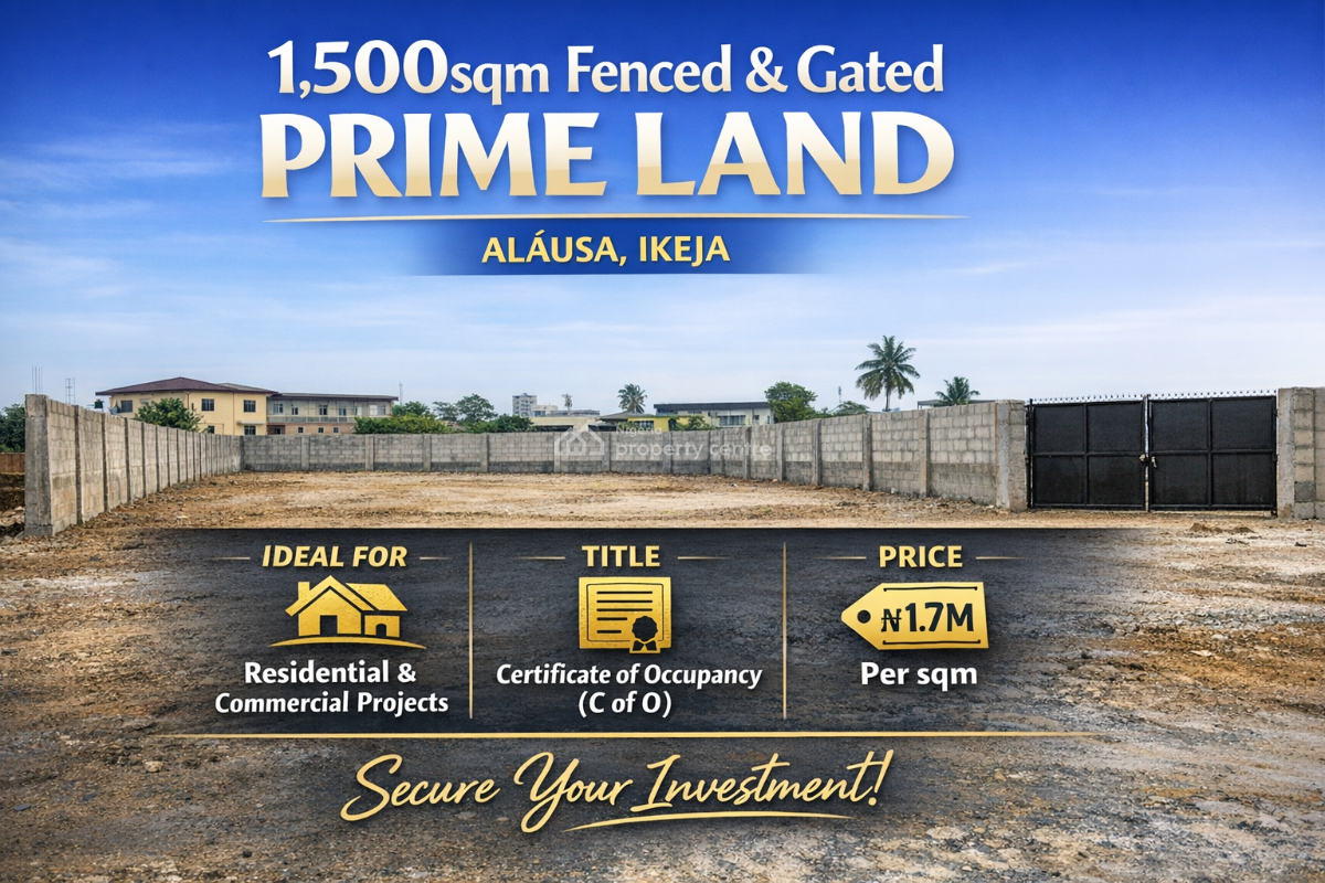 1,500sqm Fenced & Gated Prime Land, Alausa, Ikeja, Lagos, Mixed-use Land for Sale