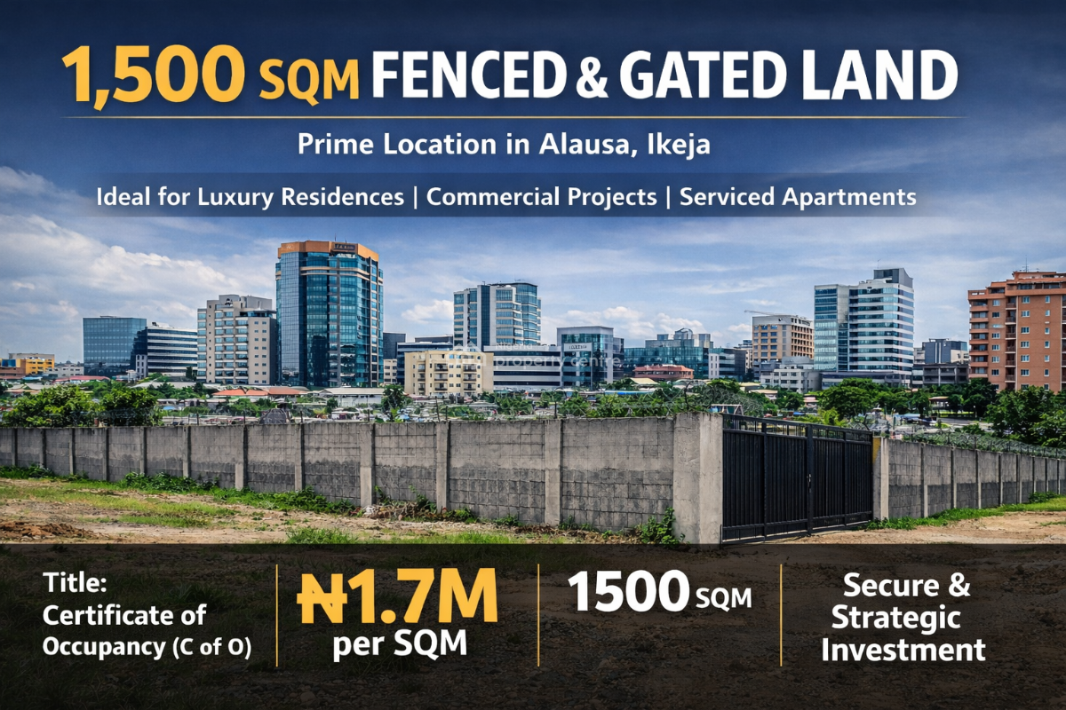 1,500sqm Fenced & Gated Prime Land, Alausa, Ikeja, Lagos, Mixed-use Land for Sale