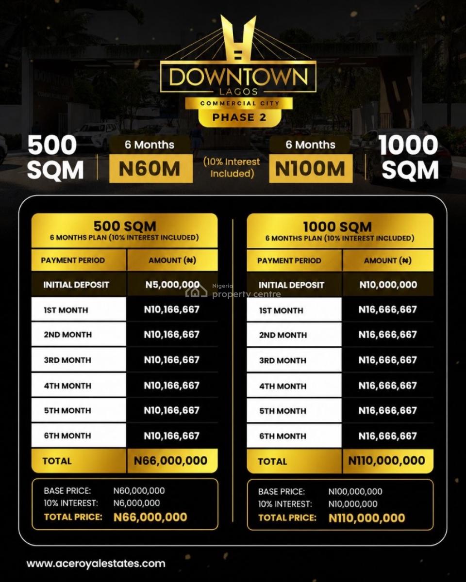 Land with C of O, Downtown Lagos Commercial City Reloaded, Ibeju Lekki, Lagos, Residential Land for Sale