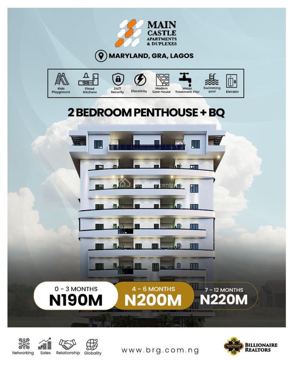 3 Bedroom Penthouse + Bq, Location: No 4, Iya Oloye Crescent, Maryland Ikeja, Lagos, Maryland, Lagos, House for Sale