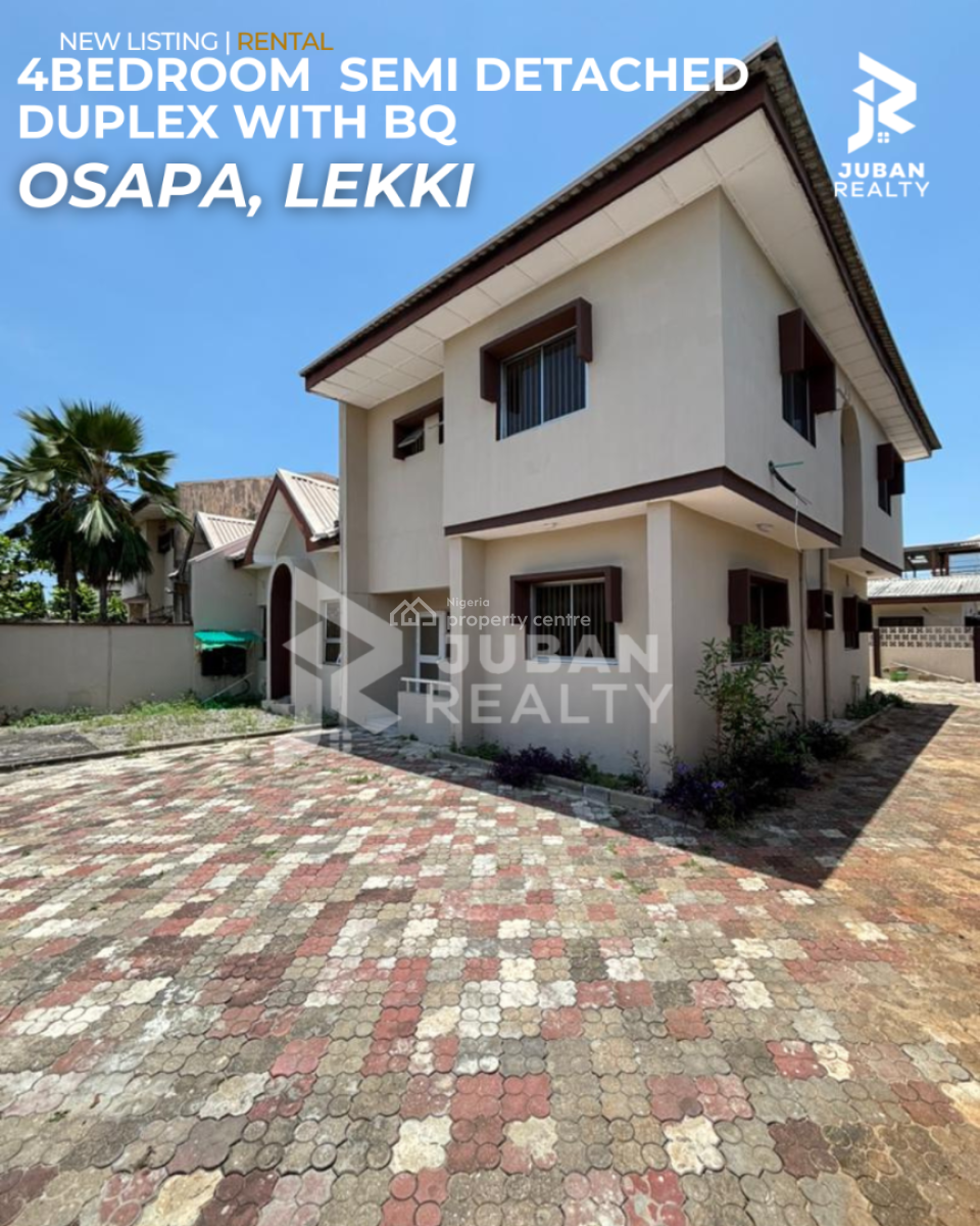 4 Bedroom Semi Detached Duplex with Bq, Osapa, Lekki, Lagos, Semi-detached Duplex for Rent