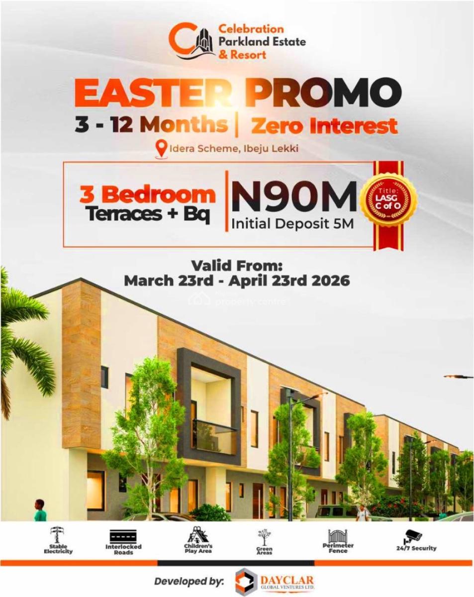 Contemporary Designed Luxury 3 Bedroom Terrace +bq in a Resort Estate, Idera Scheme, Eleko, Ibeju Lekki, Lagos, Terraced Duplex for Sale