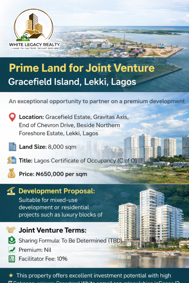 8,000 Prime Land for Jv, Chevron Lekki, Lekki, Lagos, Mixed-use Land Joint Venture