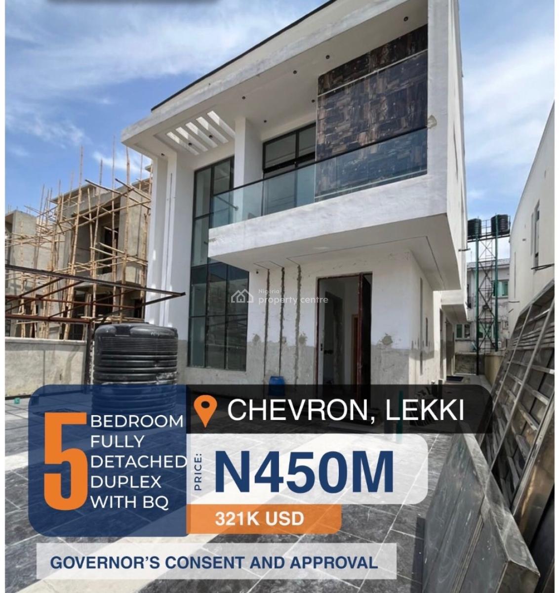 Lovely 5 Bedroom Detached Duplex with Swimming Pool and Bq, Chevron, Lekki, Lagos, Detached Duplex for Sale