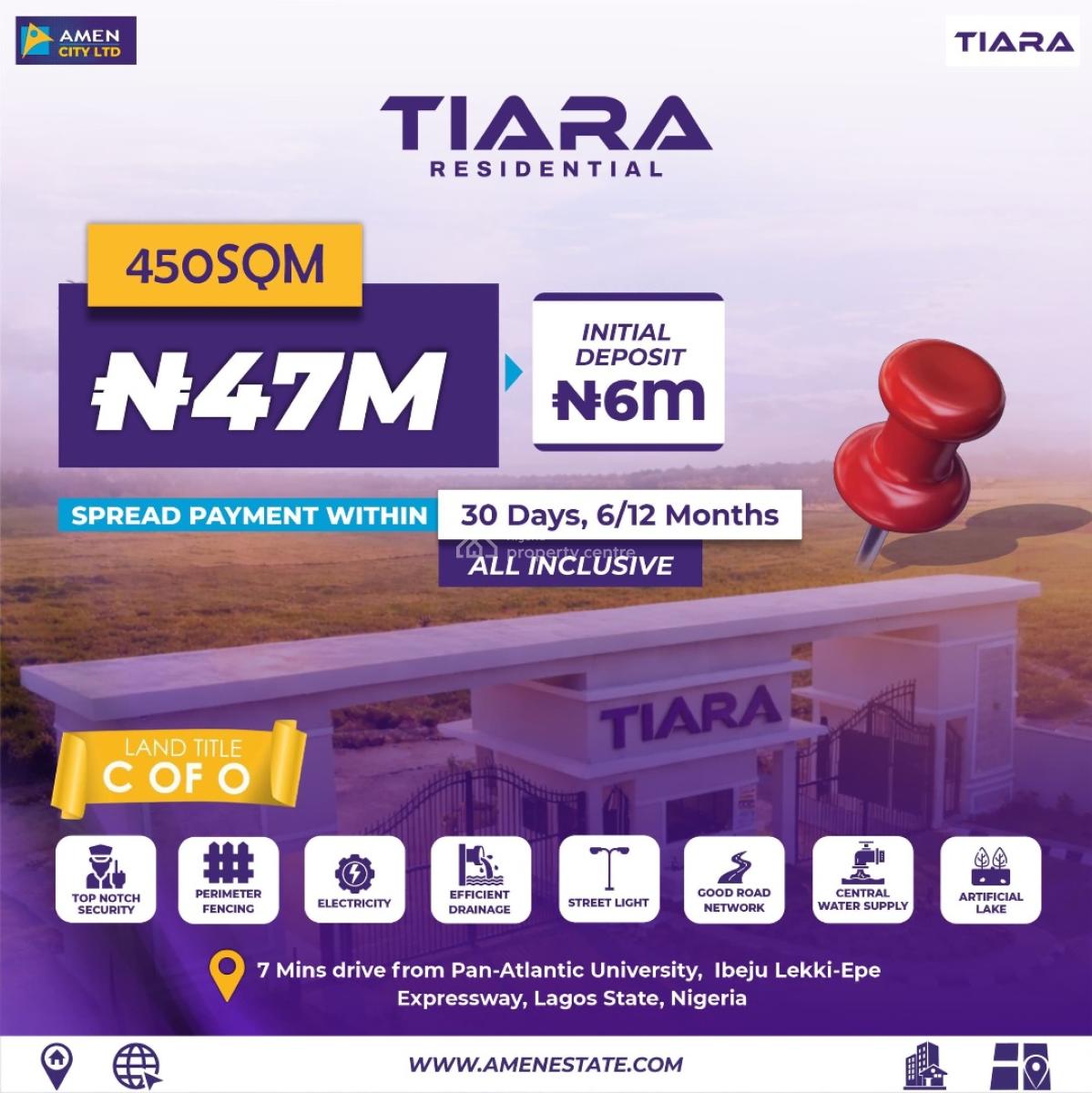 Buy and Build Land with C of O, Tiara By Amen City Located Along The Lekki–epe Expressway, Just 7 Minu, Ibeju Lekki, Lagos, Residential Land for Sale