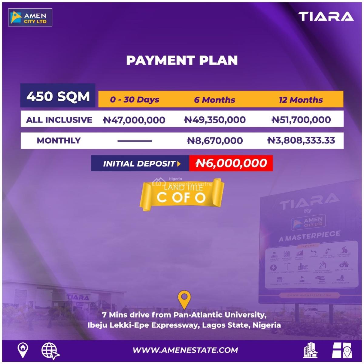 Buy and Build Land with C of O, Tiara By Amen City Located Along The Lekki–epe Expressway, Just 7 Minu, Ibeju Lekki, Lagos, Residential Land for Sale