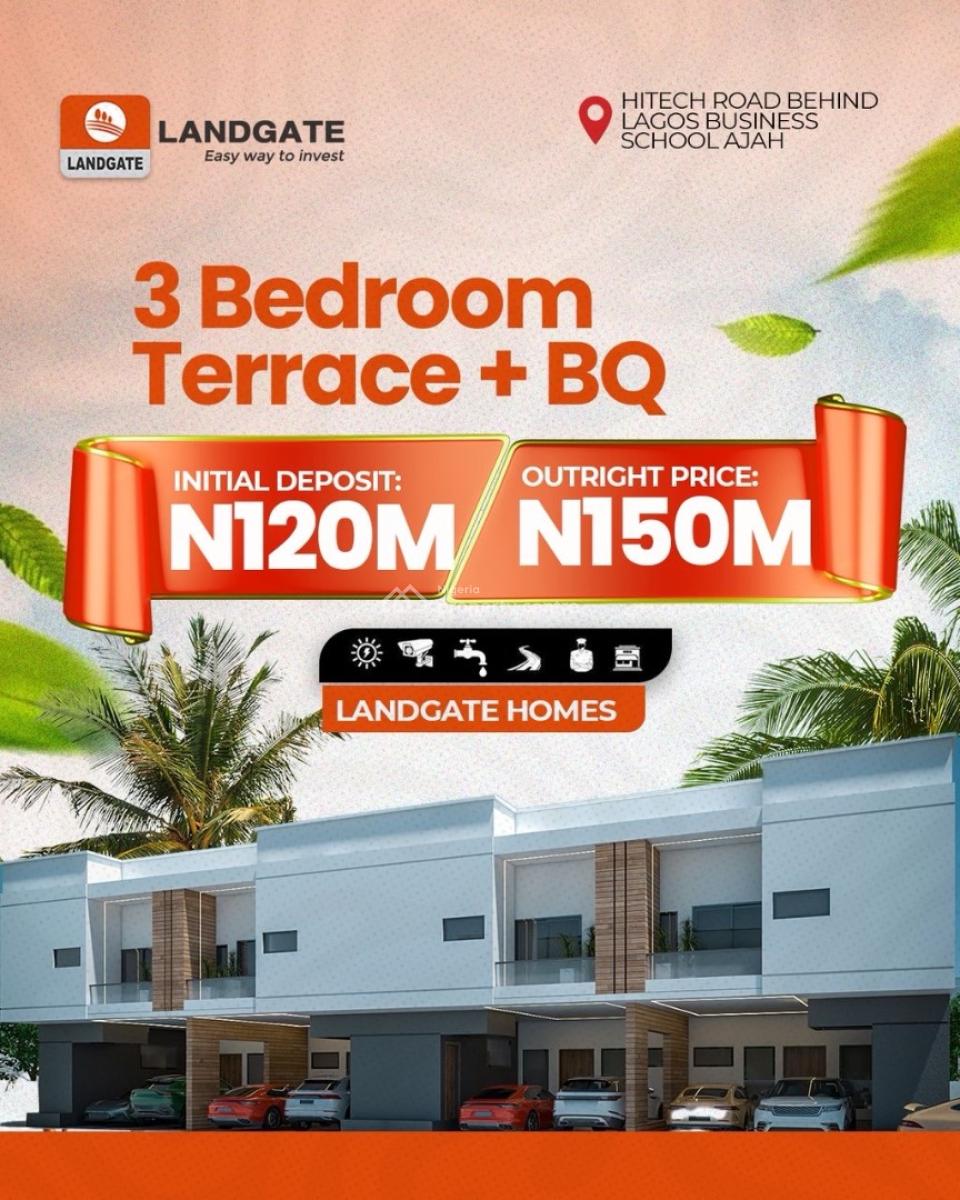 3 Bedroom Terrace with Bq, Behind Lagos Business School, Ajah, Sangotedo, Ajah, Lagos, Terraced Duplex for Sale