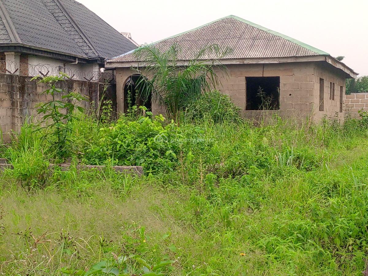 Half a Plot with Two Uncompleted Mini-flats, Near The Main Road in Simawa Town., Simawa, Ogun, Land for Sale