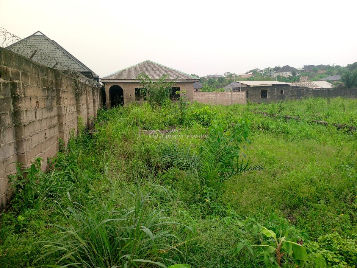 Half a Plot with Two Uncompleted Mini-flats, Near The Main Road in Simawa Town., Simawa, Ogun, Land for Sale